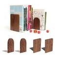thumbnail image 2 of 2Pcs Hand Crafted Wooden Bookends with Metal Base Heavy Duty Walnut Book Stand, 2 of 13