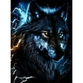 thumbnail image 5 of Men's 3D Lightning Wolf Print T-Shirt, Polyester Fiber Crew Neck Casual T-Shirt, Short Sleeve Knitted Fabric Top, Medium Stretch, Four Seasons Novel Pattern Shirt, Wolf T-Shirt, 5 of 5