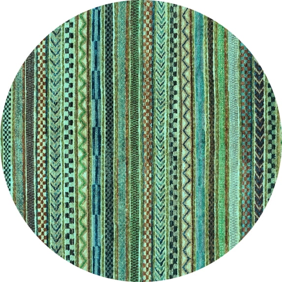 Ahgly Company Indoor Round Abstract Light Blue Modern Area Rugs, 7' Round