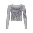thumbnail image 2 of goowrom T-shirt Décontracté à Manches Longues pour Femmes, Imprimé Vintage de Plumes, Ailes et Fleurs, Col Rond, 2 of 10