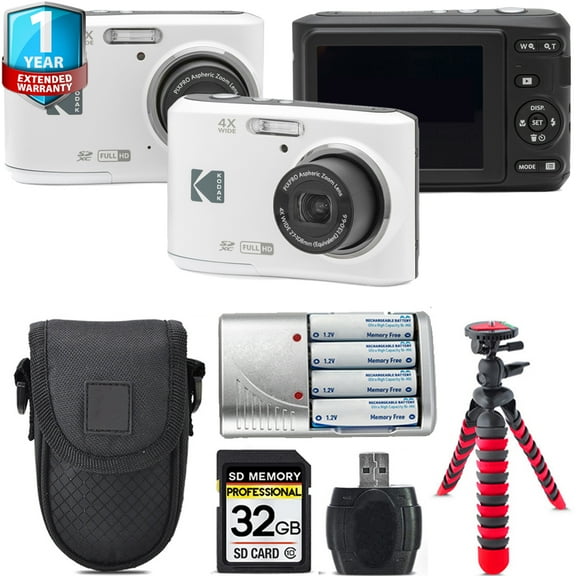 Kodak Pixpro FZ45 Camera (White)   1 Yr Warranty  Tripod   Case -32GB Kit