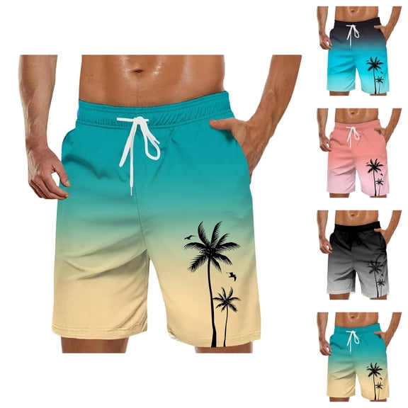Beach Shorts for Men 2026 Summer Casual Elastic Waist Relaxed Fit Quick Drying Swim Trunks with Pockets