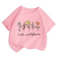 thumbnail image 4 of Girls Soft Summer Roundneck Tee For Kids With Print Comfort Fit Top For Everyday Wear Breathable Blend Shirt For Girls(Pink,12-14 Years), 4 of 4