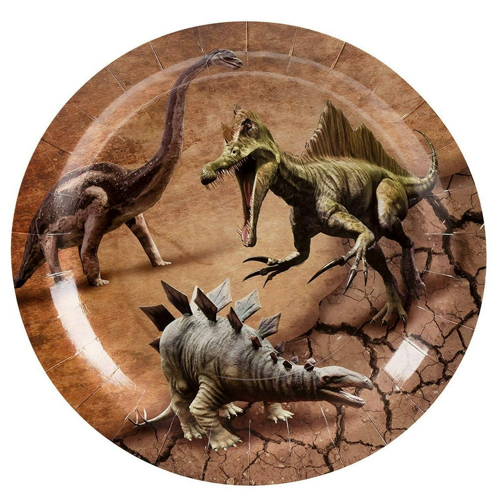 Dinosaur Plates - 80-Pack Dino Plates with Fossil Skeleton Print, Dinosaur Themed Kids Birthday