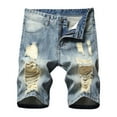 thumbnail image 2 of Mens Baggy Jean Shorts Summer Short Inelastic Shorts Zipper Open Five Point Short Half Shorts Jeans Light Blue Summer Denim Cargo Shorts, 2 of 8