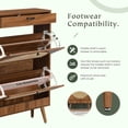 thumbnail image 4 of Shoe Rack Storage Organizer with 2 Natural Semi-Circular Rattan Doors, Entryway Wooden Shoe Cabinet for Sneakers, Leather Shoes, Heels, Slippers, 4 of 8