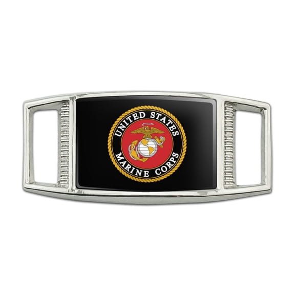 Marines USMC Emblem Black Yellow Red Officially Licensed Rectangular Shoe Shoelace Shoe Lace Tag Runner Gym Charm Decoration