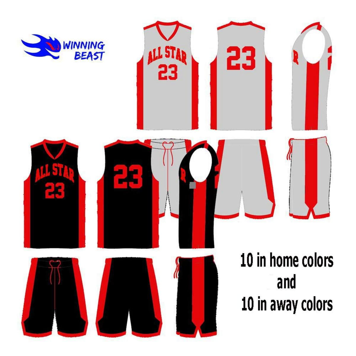 Winning Beast® - Lot of 20 basketball uniform kits (jersey & shorts) in ...