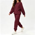 thumbnail image 4 of Resicozy 2 Piece Sets for Women 2026 Fall Lounge Sets Outfits Crew Neck Travel Matching Sets Clothing Sweatsuits Wine 2XL, 4 of 5