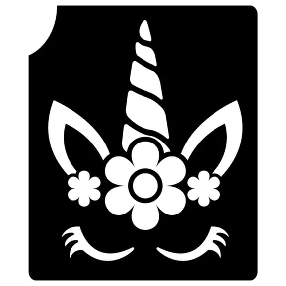 Art Factory Glitter Tattoo Stencil - Unicorn Flower (5/pack), Temporary Tattoo Template for Kids Adults, Face Paint Stencil Body Art Stencil, Stencil for Face Painting, Party, Festival ,2.3'' x 2.7''