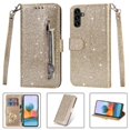 thumbnail image 1 of Case for FOXDOCK Samsung Galaxy A34 5G Glitter Zipper Wallet Case with Short Hand Strap, 1 of 4