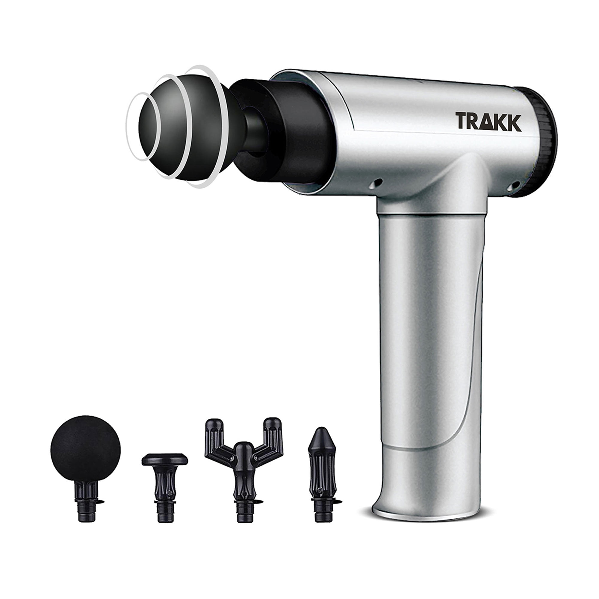 TRAKK Deep Tissue Handheld Massage Gun w/ 4 Speeds & Attachments