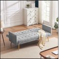 thumbnail image 6 of Morden Velvet Futon Sofa Bed for Living Room, Convertible 3 Adjustable Couch Loveseat with Metal Leg, 6 of 7