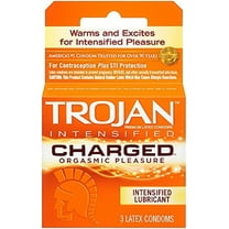 TROJAN Intensified Charged Orgasmic Pleasure Lubricated Latex Condoms 3 ea (Pack of 4)