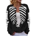 thumbnail image 3 of XAOFW Halloween Cardigan Sweaters For Women Skeleton Print Button Up Cardigans Womens Fall Winter Warm Knit Tops,Size L, 3 of 5