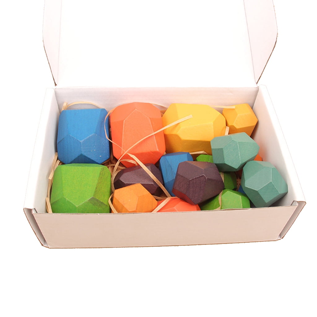 Children's Wooden Colored Stone Educational Toy 