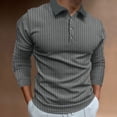 thumbnail image 2 of Afdoent Mens Polo Shirts Male Fashion Solid Color Leisure Stand Collar Stretch Vertical Long Sleeve Shirt Casual Outdoor, 2 of 8
