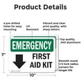 thumbnail image 2 of (2 Pack) First Aid Kit OSHA Emergency Sign 10 Inch X 7 Inch Indoor / Outdoor Rust-Free Aluminum Metal Signs for Workplace, Workshop, and Construction Site, Made in the USA, 2 of 8