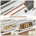 thumbnail image 6 of Farmhouse Storage Bench with Cushion, 57in Shoe Cabinet with Metal Barn Door and Half Hidden Storage Space for Entryway, Bedroom, Living Room, Old White, 6 of 7