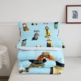 thumbnail image 5 of Homewish Kawaii Dog Queen Comforter Set,Vintage Animal Comforter Sets Queen,Blue,Reversible,3 Pieces,1 Comforter and 2 Pillowcases, 5 of 7