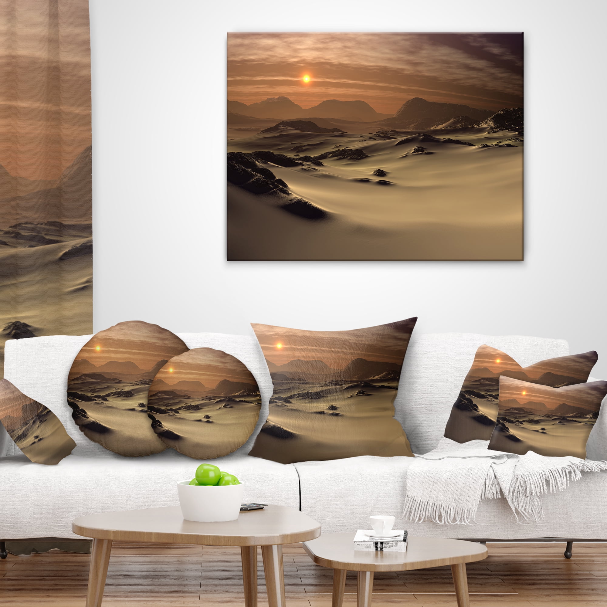 Designart Beautiful Brown Fantasy Terrain - Landscape Printed Throw Pillow - 18x18