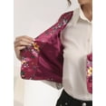 thumbnail image 5 of INSPIRE CHIC Women's Floral Pattern V Neck Sleeveless Button Satin Waistcoat Vest XL Rose Red, 5 of 6