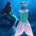 thumbnail image 4 of Disney-vestido de princesa sirena para niños, traje de lujo con volantes de encaje para Halloween, Carnaval, fiesta de cumpleaños, disfraz de Ariel, novedad de 2023, 4 of 5