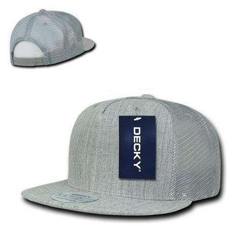 - Heather Gray 5 Panel Mesh Curved Trucker Baseball Ball Cap Hat