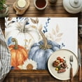 thumbnail image 4 of Thanksgiving Pumpkins Placemats Set of 8 Fall Leaves Flowers Heat Insulated Linen Place Mats, Washable Stain-Proof Table Mats for Dining Tables Holiday Decor 13x19inch, 4 of 9