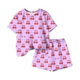 thumbnail image 5 of Mifsaly Kids Girls 2 Piece Cotton Matching Outfits Short Sleeve Cute Printed Tops and Shorts Skin-Friendly Breathable Casual Summer Clothes, 5 of 6