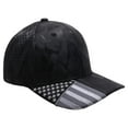thumbnail image 2 of US Flag Embroidery Visor Shiny Camo Perforated Baseball Hat Cap (Black), 2 of 6
