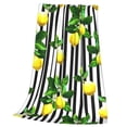 thumbnail image 3 of Bingfone Lemons On Striped Print Flannel Fleece Blanket Throw Blanket For Bed,Sofa,Couch,Travel,Camping(50"X40"), 3 of 9