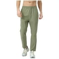 thumbnail image 2 of Hiking Pants for Men Quick Dry Lightweight Zipper Pockets Straight Leg Elastic Waist Workout Athletic Joggers (XS, Army Green), 2 of 8