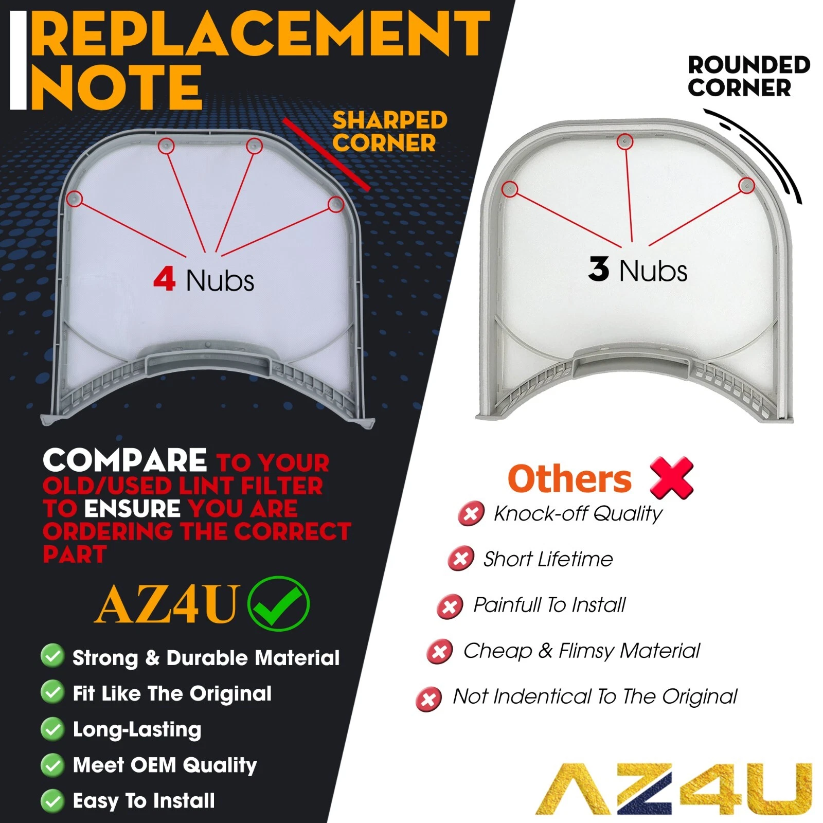 2Pcs Dryer Lint Screen Replaces For LG DLE3400W DLE3500W DLE3170W DLE2701V DLE3050W