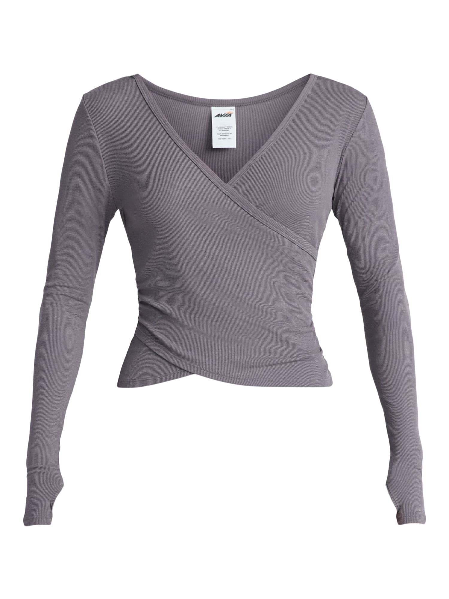 Avia Women's Reversible Wrap Top with Long Sleeves, Sizes XS-XXXL