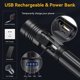 thumbnail image 5 of Linterna LED recargable ultra potente Linterna de 3000 lúmenes con batería de 3400 mAh (incluida) Luz táctica impermeable con zoom para acampar Correr Senderismo Emergencia JFHHH pequeña, 5 of 5