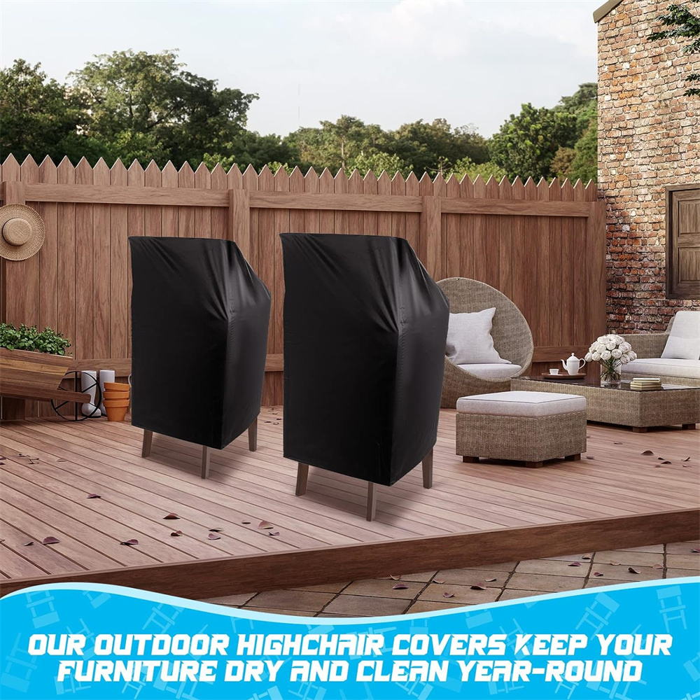 Triani 27W x 27D x 47H Patio Furniture Covers Waterproof Dust Proof Stackable Dining Chairs Rainproof and Snow Proof High Back Patio Stacking Chair Covers