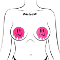 thumbnail image 2 of Melty Smiley Face: Neon Pink Melted Smiling Face Nipple Pasties by Pastease, 2 of 4