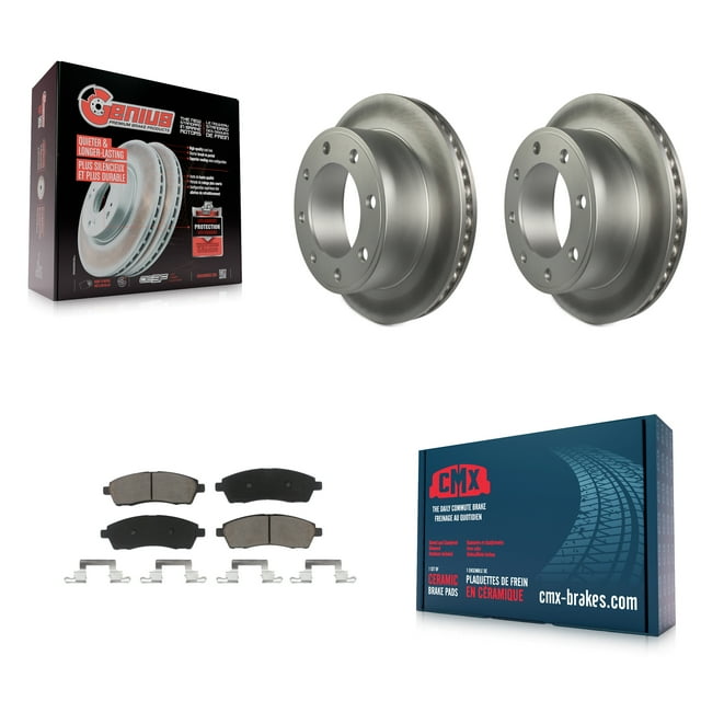 Transit Auto Rear Coated Disc Brake Rotors and Ceramic Pads Kit for Car Ford F-350 Super Duty F-250 Excursion KGC-101573