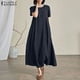 thumbnail image 1 of Oversize ZANZEA Fashion Women O Neck Short Sleeve Casual Loose Dress Summer Sundress Elegant Robe Femme Solid A-line Vestido4XL Gao Jinjia LED, 1 of 2