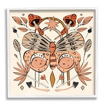 Stupell Industries Moth & Herbs Pattern Animals & Insects Painting White Framed Art Print Wall Art, 12 x 12