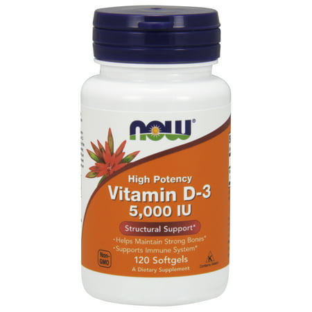 NOW Supplements, Vitamin D-3 5000 IU, 120 (Best D3 K2 Supplement)