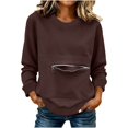 thumbnail image 3 of Otvok Zip‑Kangaroo‑Pocket Sweatshirt for Women, Crew Neck Long Sleeve Relaxed Pullover Tops, 3 of 7