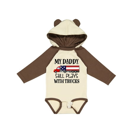 

Inktastic Daddy Plays with Trucks Gift Baby Boy or Baby Girl Long Sleeve Bodysuit