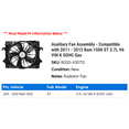 thumbnail image 2 of Auxiliary Fan Assembly - Compatible with 2011 - 2012 Ram 1500 ST 3.7L V6 VIN K SOHC Gas, 2 of 2