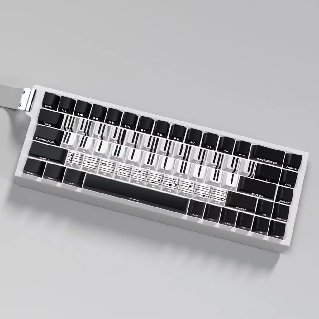 74Keys Keycaps Set Side Print Piano Key Theme Backlit Keycap for 60 61 65 67 68 Mechanical Keyboards