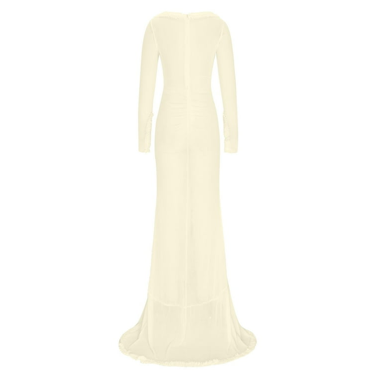 Brilliant Long Sleeve Dresses for Women for Wedding Maxi Women's High-end  Temperament,Age Reducing Style,Slim Fitting,Sexy,and Navel Exposed Dress  White S - Walmart.com