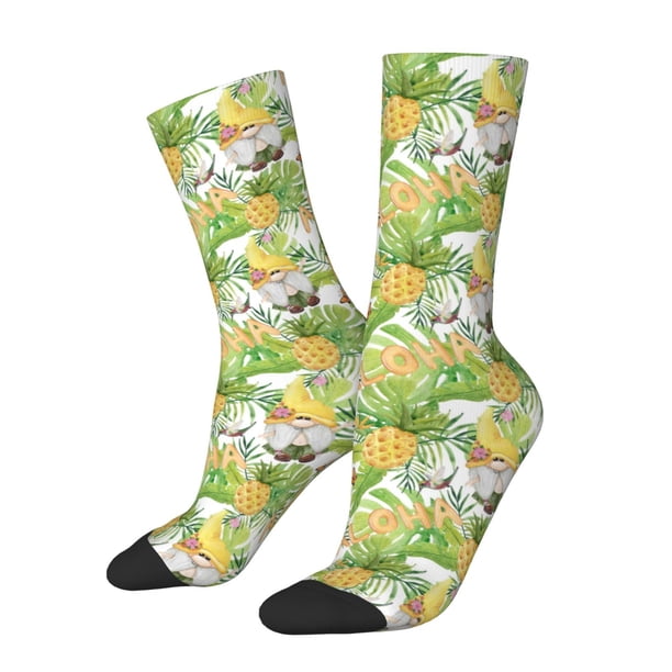 Balery Gnome and Pineapple Calcetas Largas con Estampado para Hombre y Mujer – Suaves y Transpirables, Talla Única (US 5-11)