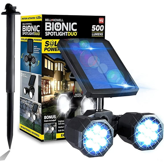 Bell and Howell Bionic Spotlight Duo Solar Outdoor Security Light Solar Lights 120° Beam Angles