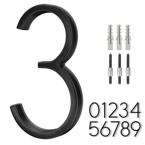 Número de casa BVNUD de acero inoxidable con recubrimiento negro de 15 cm